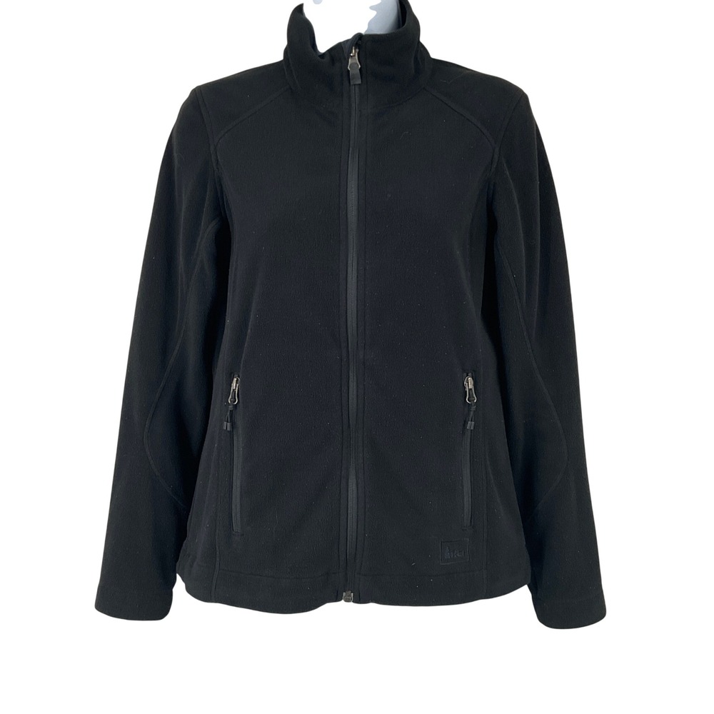 REI Fleece Jacket Womens XS Black Full Zip Grid Textured Outdoor Athletic